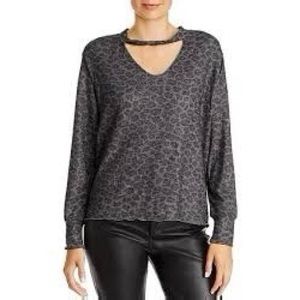 LNA Brushed Leopard Twisted Neck Top